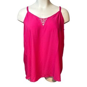 Torrid Sophie Lattice Cami Tank Top Pink Peacock 2X 18/20 NWT